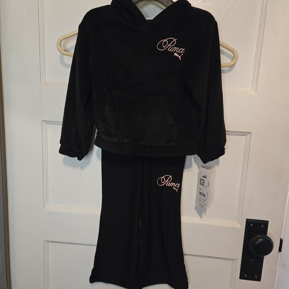Puma Kids Black and Pink Matching Set